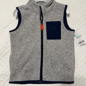 NWT Carter's Heather Gray and Navy Fleece Vest, Sz 3T